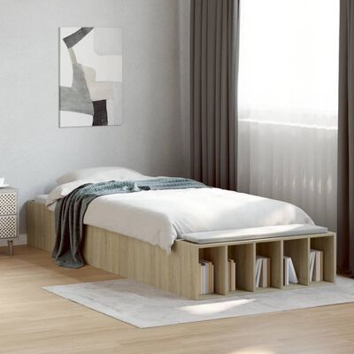 vidaXL Estructura de cama madera de ingeniería roble Sonoma 75x190 cm