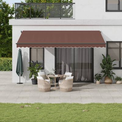 vidaXL Toldo retráctil automático con luces LED marrón 500x350 cm