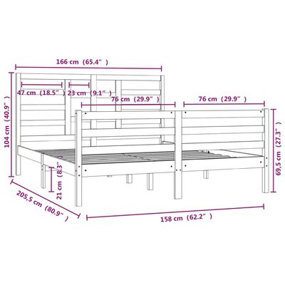 vidaXL Estructura de cama sin colchón madera maciza 160x200 cm