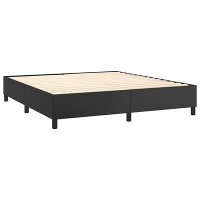 vidaXL Cama box spring con colchón cuero sintético negro 180x200 cm