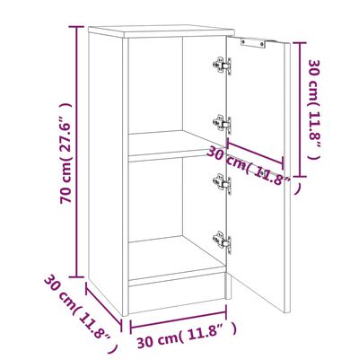 vidaXL Aparadores 2 uds madera contrachapada roble ahumado 30x30x70 cm