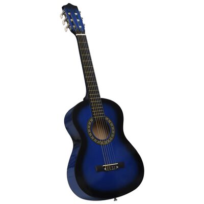 vidaXL Set de guitarra clásica para principiantes 8 pzas azul 1/2 34"