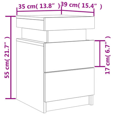 vidaXL Mesita de noche con luces LED blanco 35x39x55 cm