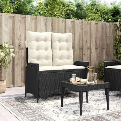 vidaXL Sillón reclinable de jardín con cojines ratán sintético negro