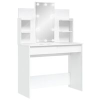 Conjunto de mesa de maquillaje con armario, tocador pequeño minimalista,  espejo de almacenamiento integrado