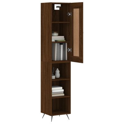 vidaXL Aparador alto madera contrachapada roble marrón 34,5x34x180 cm