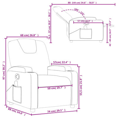 vidaXL Sillón de masaje reclinable cuero sintético marrón