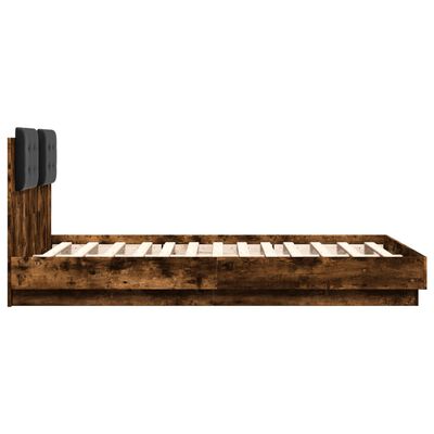 vidaXL Cama con cabecero madera de ingeniería roble ahumado 140x190 cm