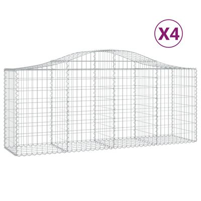 vidaXL Cestas de gaviones 4 uds forma de arco hierro 200x50x80/100 cm