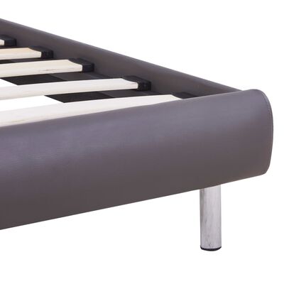 vidaXL Estructura de cama con LED sin colchón cuero gris 90x200 cm