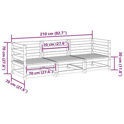 vidaXL Juego de sofás de jardín 3 piezas madera de pino impregnada