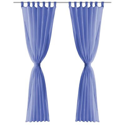 vidaXL Cortinas de gasa 2 unidades 140x245 cm azul real