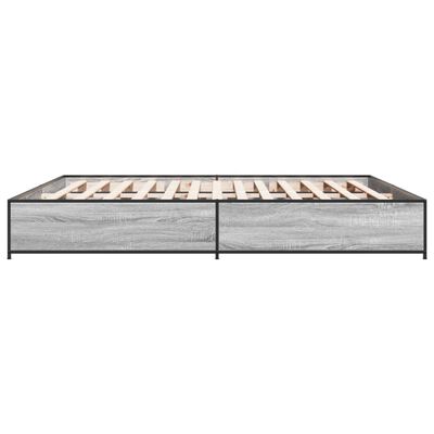 vidaXL Estructura cama madera ingeniería metal gris Sonoma 160x200 cm