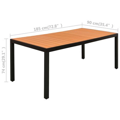 vidaXL Juego de comedor para jardín 7 piezas negro y marrón