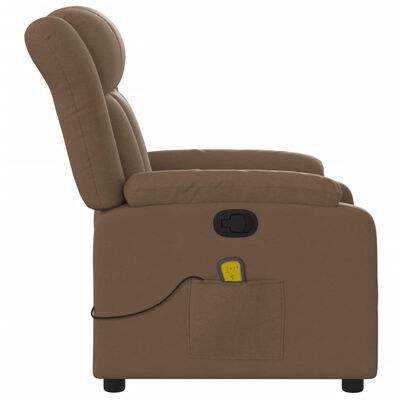 vidaXL Sillón reclinable con masaje de tela marrón