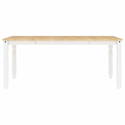 vidaXL Mesa de comedor Corona madera maciza pino blanco 180x90x75 cm