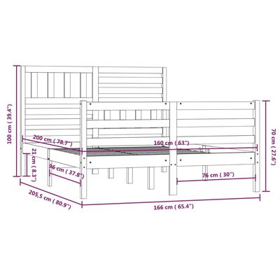 vidaXL Estructura de cama de madera maciza 160x200 cm