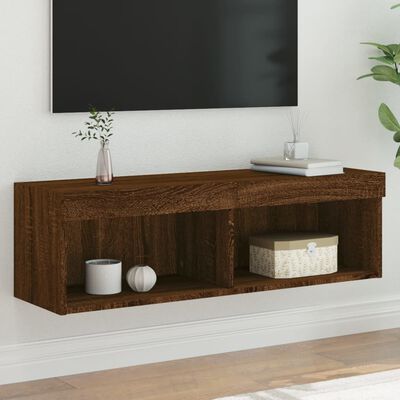 vidaXL Mueble para TV con luces LED roble marrón 100x30x30 cm