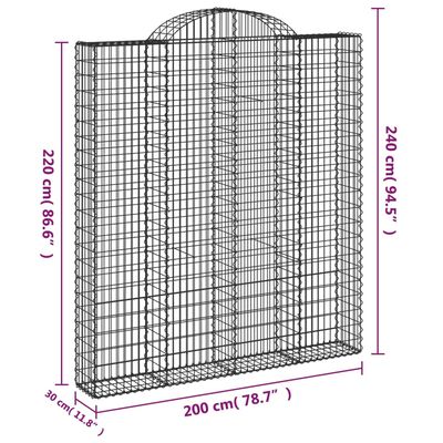 vidaXL Cestas de gaviones 3 uds forma de arco hierro 200x30x220/240 cm