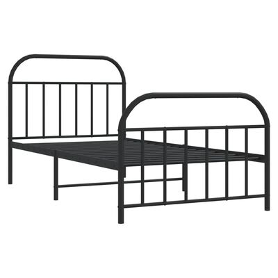 vidaXL Estructura cama sin colchón con estribo metal negro 100x200 cm