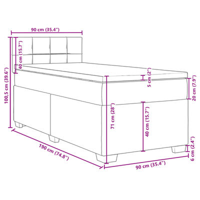 vidaXL Cama box spring con colchón tela gris taupe 90x190 cm