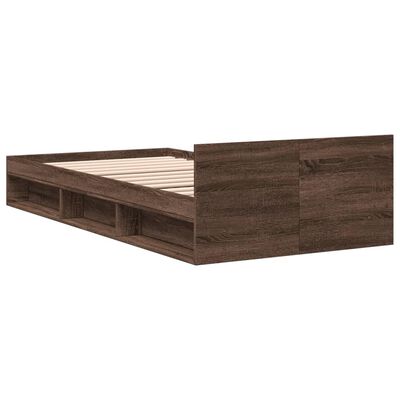 vidaXL Cama con cajón madera de ingeniería marrón roble 75x190 cm