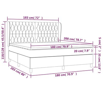 vidaXL Cama box spring con colchón tela gris taupe 180x200 cm