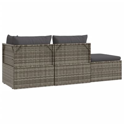 vidaXL Set de muebles de jardín 4 pzas y cojines ratán sintético gris