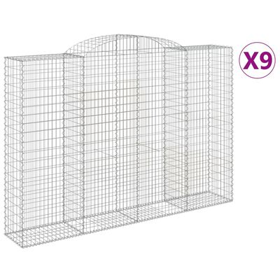 vidaXL Cestas de gaviones 9 uds forma de arco hierro 300x50x200/220 cm