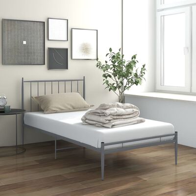 vidaXL Estructura de cama sin colchón metal gris 100x200 cm