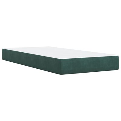 vidaXL Cama box spring con colchón terciopelo verde oscuro 90x190 cm