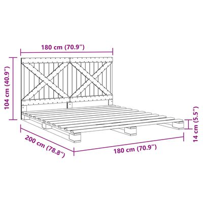 vidaXL Estructura de cama con cabecero madera maciza pino 180x200 cm