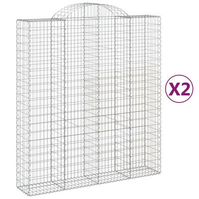 vidaXL Cestas de gaviones 2 uds forma de arco hierro 200x50x220/240 cm