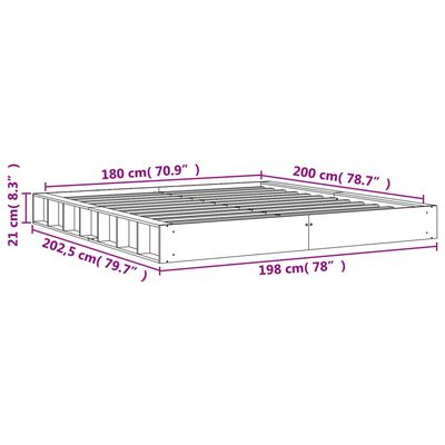 vidaXL Cama sin colchón madera maciza de pino marrón cera 180x200 cm