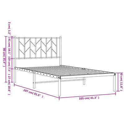 vidaXL Estructura cama sin colchón con cabecero metal blanco 100x200cm