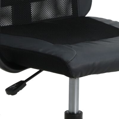 vidaXL Silla de oficina altura ajustable tela malla y cuero PE negro