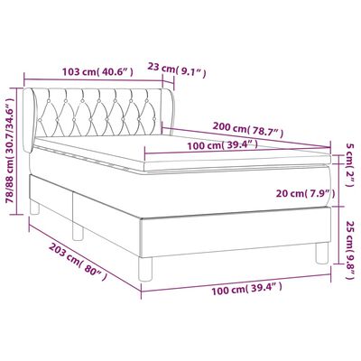 vidaXL Cama box spring con colchón terciopelo rosa 100x200 cm