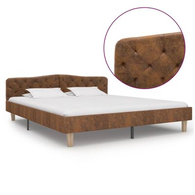 vidaXL Estructura de cama cuero sintético de ante marrón 180x200 cm