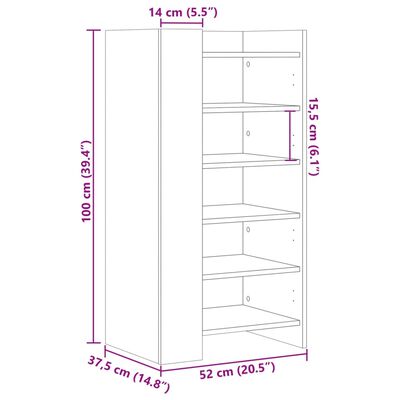 vidaXL Mueble zapatero madera ingeniería roble ahumado 52x37,5x100 cm