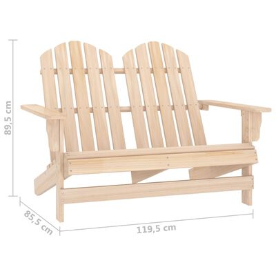 vidaXL Silla Adirondack de jardín 2 plazas madera maciza de abeto