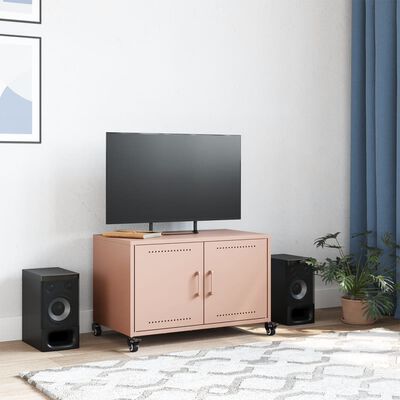 vidaXL Mueble de TV acero rosa 68x39x43,5 cm