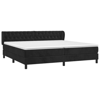 vidaXL Cama box spring con colchón terciopelo negro 200x200 cm