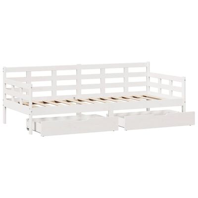 vidaXL Sofá cama con cajones madera maciza de pino blanca 80x200 cm