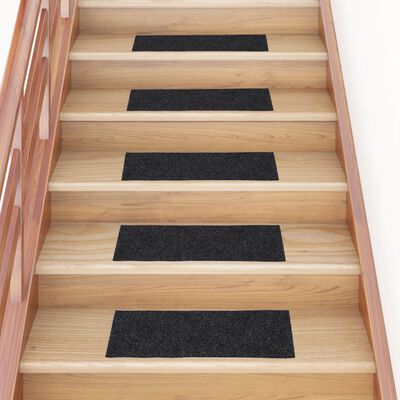 vidaXL Alfombrilla autoadhesiva escalera 15 uds gris 60x25 cm