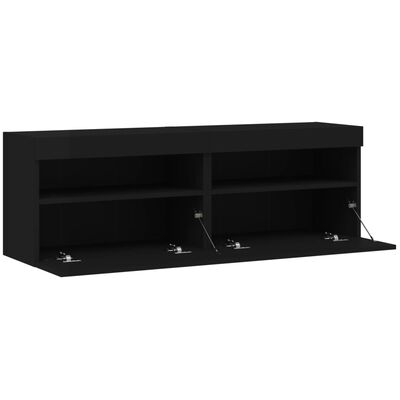 vidaXL Muebles de TV de pared con luces LED 2 uds negro 60x30x40 cm