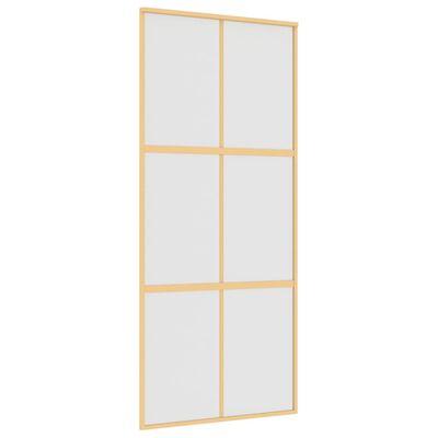 vidaXL Puerta corredera dorada vidrio ESG esmerilado aluminio 90x205cm