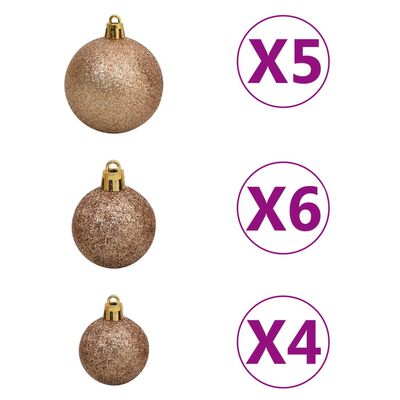 vidaXL Árbol de Navidad preiluminado con luces y bolas rosa 180 cm