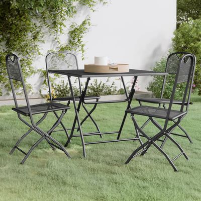 vidaXL Set de comedor de jardín 5 pzas malla metal expandido antracita