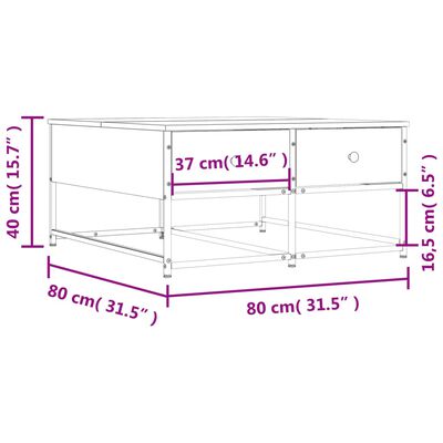 vidaXL Mesa de centro madera de ingeniería roble Sonoma 80x80x40 cm