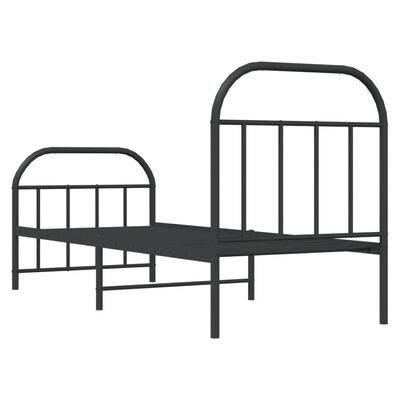 vidaXL Estructura de cama con cabecero y estribo metal negro 75x190 cm